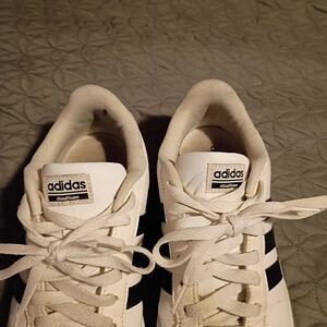 adidas White Sneakers with Black Stripes